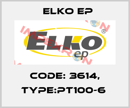 Code: 3614, Type:PT100-6  Elko EP