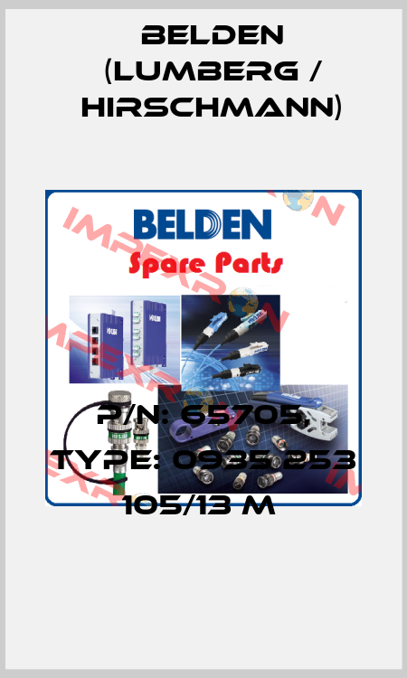 P/N: 65705, Type: 0935 253 105/13 M  Belden (Lumberg / Hirschmann)