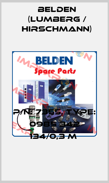 P/N: 7355, Type: 0985 342 134/0,3 M  Belden (Lumberg / Hirschmann)