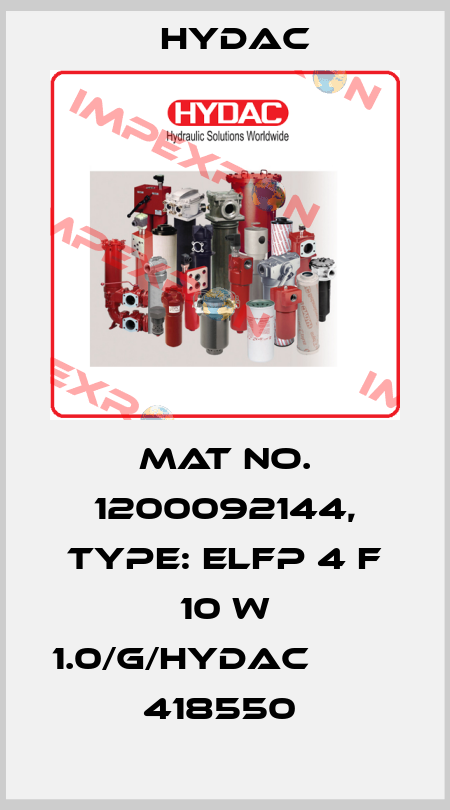 Mat No. 1200092144, Type: ELFP 4 F 10 W 1.0/G/HYDAC               418550  Hydac