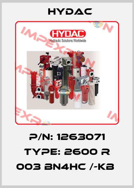 P/N: 1263071 Type: 2600 R 003 BN4HC /-KB  Hydac