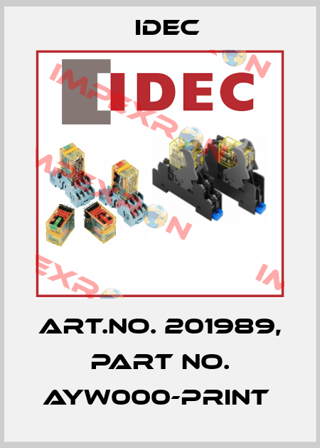 Art.No. 201989, Part No. AYW000-PRINT  Idec