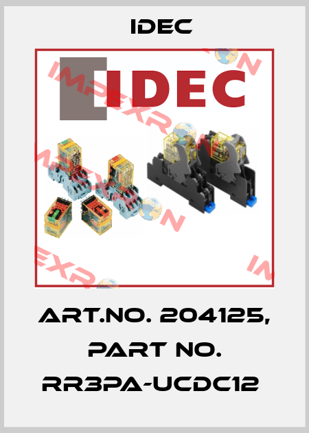 Art.No. 204125, Part No. RR3PA-UCDC12  Idec