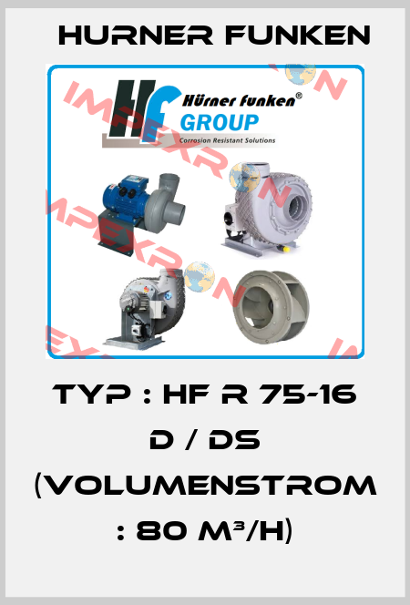 Typ : HF R 75-16 D / DS (Volumenstrom : 80 m³/h) Hurner Funken