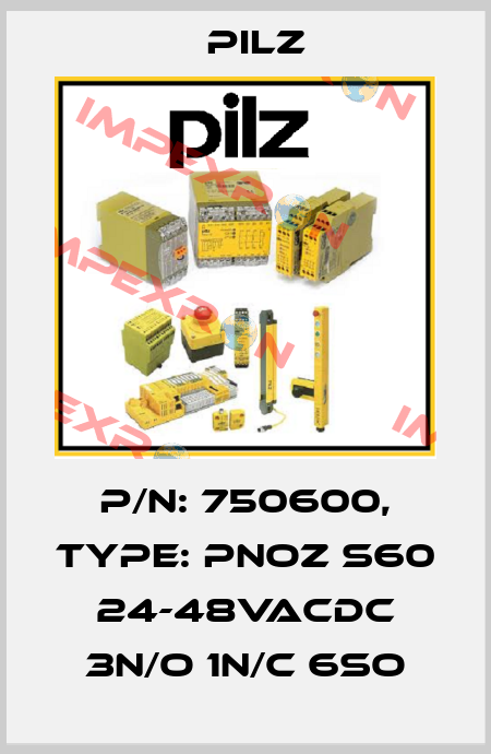 p/n: 750600, Type: PNOZ s60 24-48VACDC 3n/o 1n/c 6so Pilz