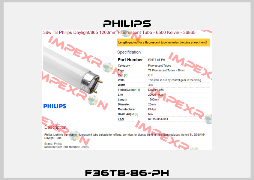 F36T8-86-PH Philips