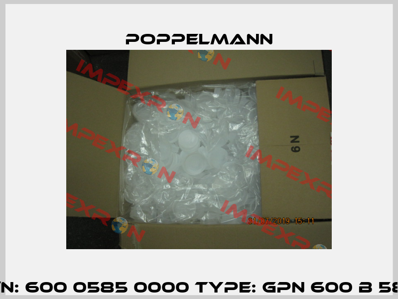 P/N: 600 0585 0000 Type: GPN 600 B 585 Poppelmann