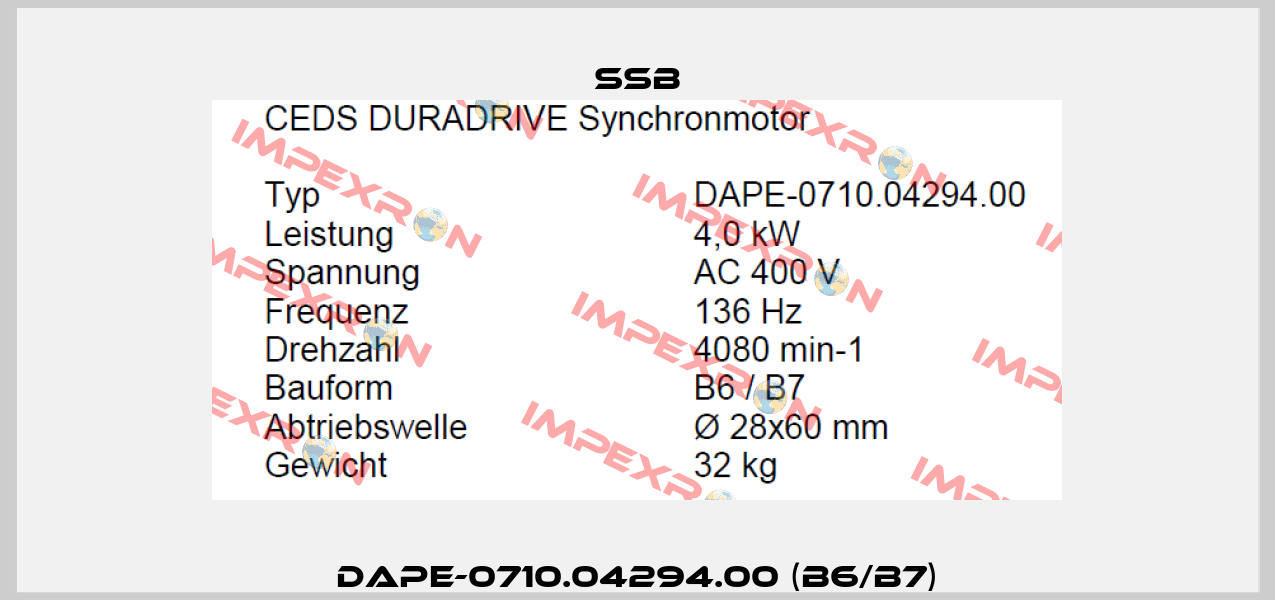 DAPE-0710.04294.00 (B6/B7) SSB
